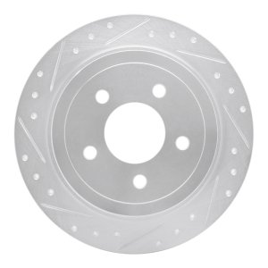 Ford Explorer Sport Trac Brake Rotor (1) - Rear Left - R1 Concepts - Drilled & Slotted - Silver - `03-`05